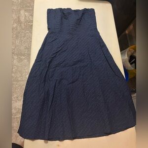 J. Crew Blue Ruched Strapless Cocktail Dress